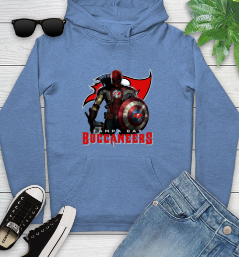 NFL Captain America Thor Spider Man Hawkeye Avengers Endgame Football Tampa Bay Buccaneers Youth Hoodie 12