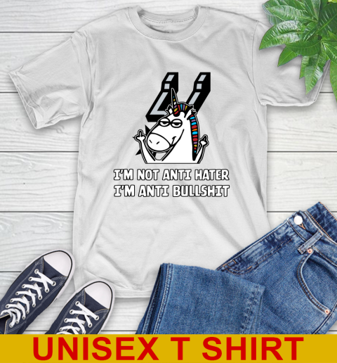 San Antonio Spurs NBA Basketball Unicorn I'm Not Anti Hater I'm Anti Bullshit T-Shirt