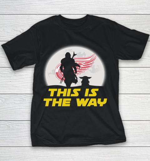 Detroit Red Wings NHL Ice Hockey Star Wars Yoda And Mandalorian This Is The Way Youth T-Shirt