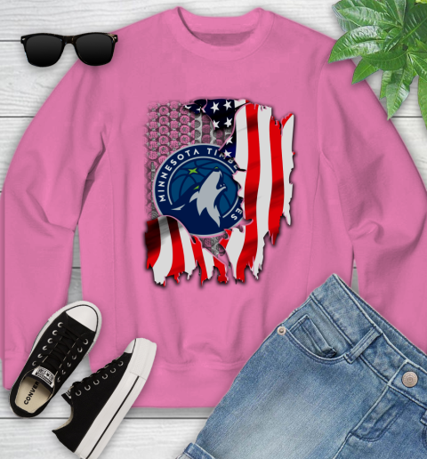 Minnesota Timberwolves NBA Basketball American Flag Youth Sweatshirt 6