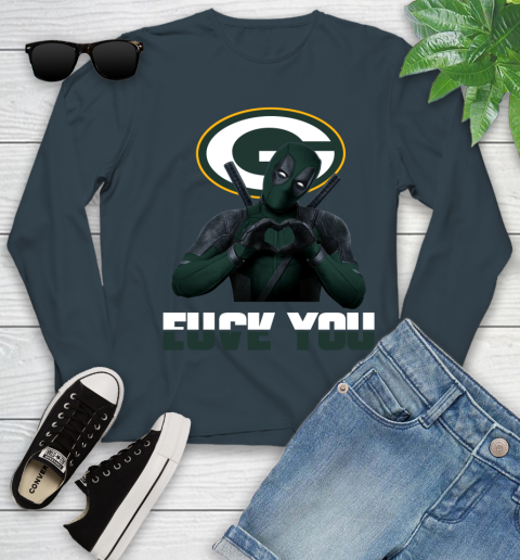 NHL Green Bay Packers Deadpool Love You Fuck You Football Sports Youth Long Sleeve 9