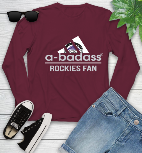 MLB A Badass Colorado Rockies Fan Adidas Baseball Sports Youth Long Sleeve - Image 7