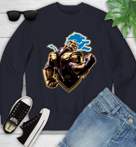 NFL Thanos Avengers Endgame Football Sports Detroit Lions Youth Sweatshirt 3