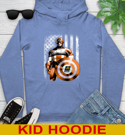 Phoenix Suns NBA Basketball Captain America Marvel Avengers American Flag Shirt Youth Hoodie 12