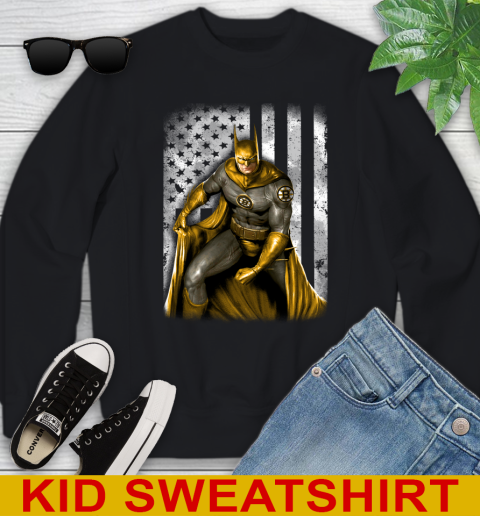 Boston Bruins NHL Hockey Batman DC American Flag Shirt Youth Sweatshirt