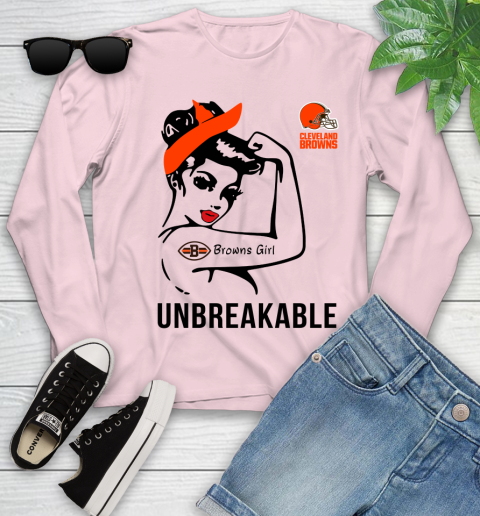 NFL Cleveland Browns Girl Unbreakable Football Sports Youth Long Sleeve 7