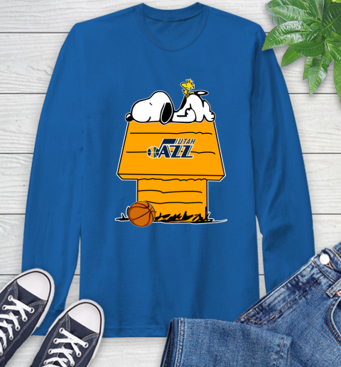 Utah Jazz NBA Basketball Snoopy Woodstock The Peanuts Movie Long Sleeve T-Shirt 9