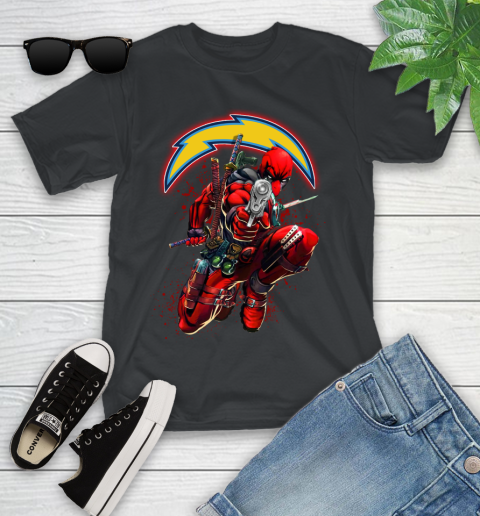 NFL Deadpool Marvel Comics Sports Football Los Angeles Chargers Youth T-Shirt 2
