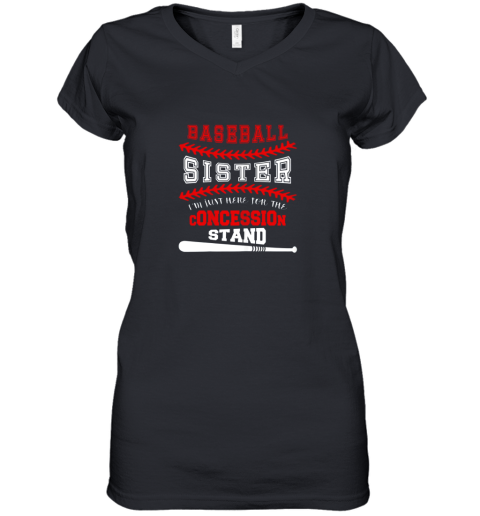 New Baseball Sister Shirt  Just Here For Concession Stand Women's V-Neck T-Shirt