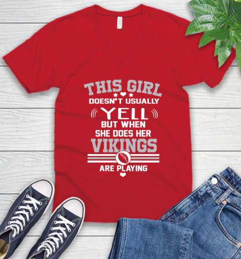 Minnesota Vikings NFL Football I Yell When My Team Is Playing V-Neck T-Shirt 6