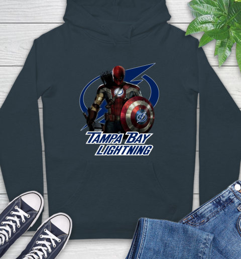 NHL Captain America Thor Spider Man Hawkeye Avengers Endgame Hockey Tampa Bay Lightning Hoodie 7