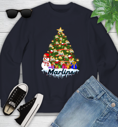 Miami Marlins Merry Christmas MLB Baseball Sports Youth Sweatshirt 3