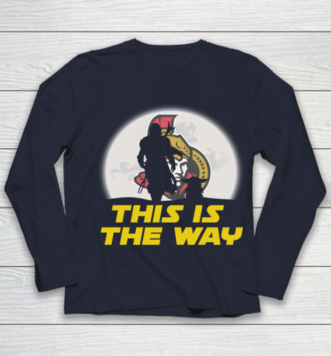 Ottawa Senators NHL Ice Hockey Star Wars Yoda And Mandalorian This Is The Way Youth Long Sleeve 2
