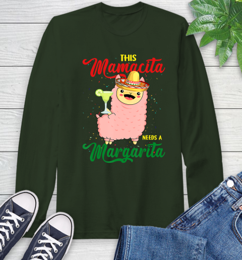 Nurse Shirt This Mamacita needs a Margarita Llama T Shirt Long Sleeve T-Shirt 6