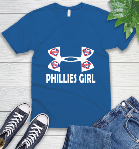 MLB Philadelphia Phillies Under Armour Baseball Sports V-Neck T-Shirt 5