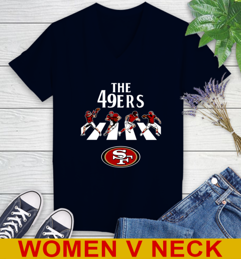 NFL Football San Francisco 49ers The Beatles Rock Band Shirt Women's V-Neck T-Shirt 2