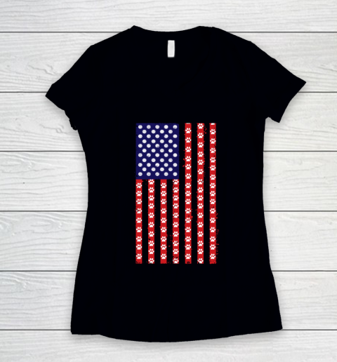 Handball Dog Lover American Flag Women's V-Neck T-Shirt