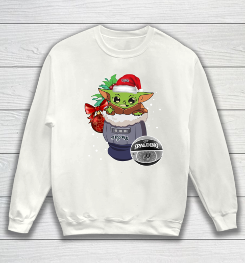 San Antonio Spurs Christmas Baby Yoda Star Wars Funny Happy NBA Sweatshirt 2
