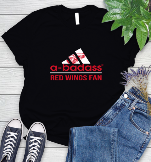 NHL A Badass Detroit Red Wings Fan Adidas Hockey Sports Women's T-Shirt
