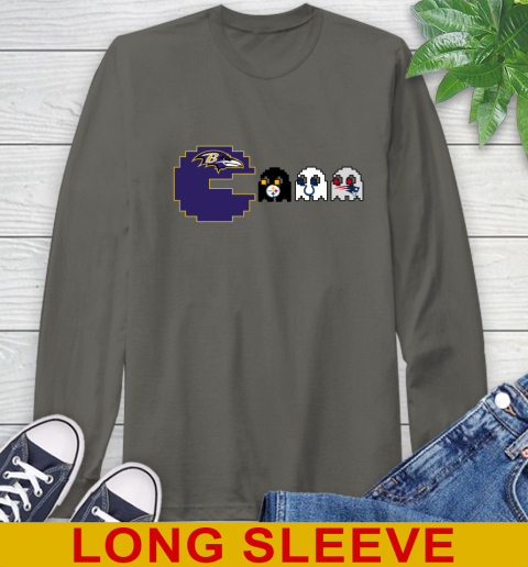 Baltimore Ravens NFL Football Pac Man Champion Long Sleeve T-Shirt 8