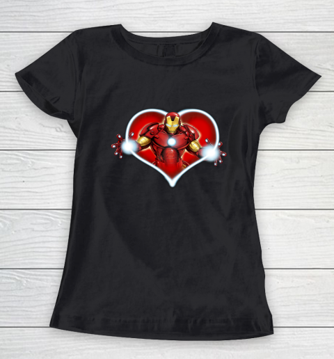 Marvel Iron Man Heart Blaster Glow Valentine Graphic Women's T-Shirt