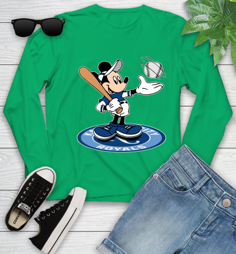 MLB Baseball Kansas City Royals Cheerful Mickey Disney Shirt Youth Long Sleeve 6