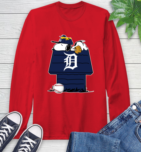MLB Detroit Tigers Snoopy Woodstock The Peanuts Movie Baseball T Shirt Long Sleeve T-Shirt 10