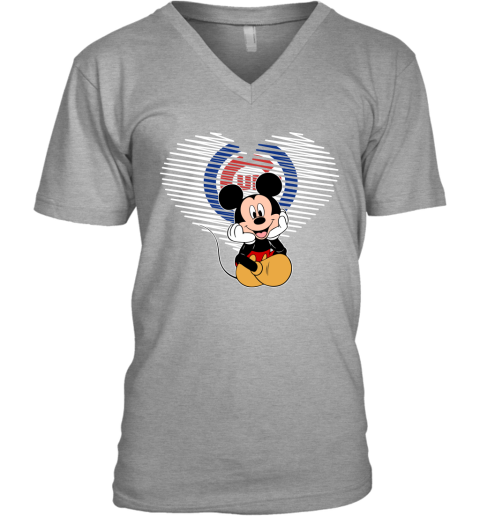 Disney Mickey Mouse Loves Chicago Cubs Heart T-Shirt - TeeNavi