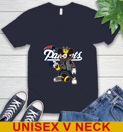 New England Patriots NFL Football Mickey Peace Sign Sports V-Neck T-Shirt 3