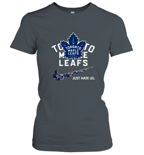 NHL  Toronto mapple leafs x Nike Just Hate Us ujbz nhltoronto mapple leafs x nike just hate us ladies t shirt 20 front dark heather