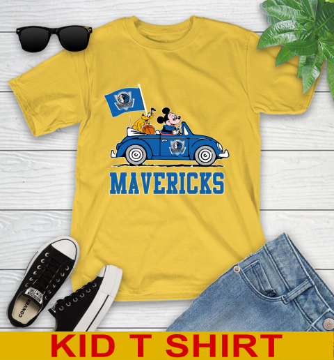 NBA Basketball Dallas Mavericks Pluto Mickey Driving Disney Shirt Youth T-Shirt 8