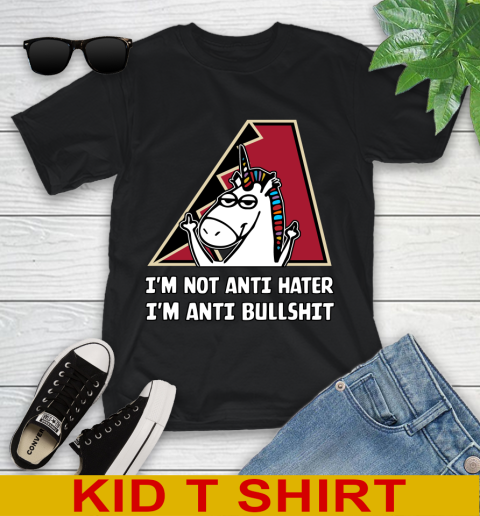 Arizona Diamondbacks MLB Baseball Unicorn I'm Not Anti Hater I'm Anti Bullshit Youth T-Shirt 2