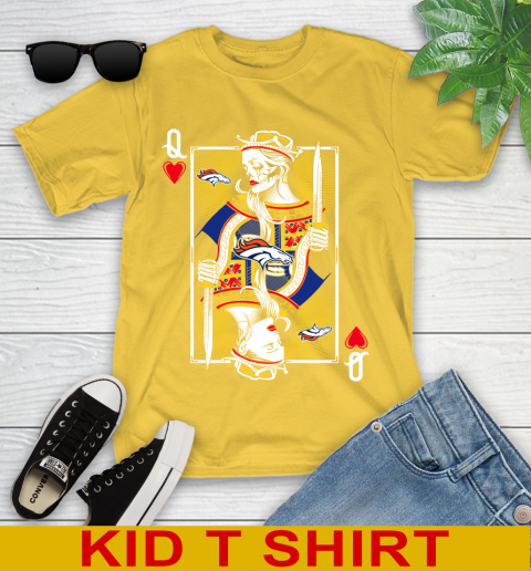 NFL Football Denver Broncos The Queen Of Hearts Card Shirt Youth T-Shirt 9
