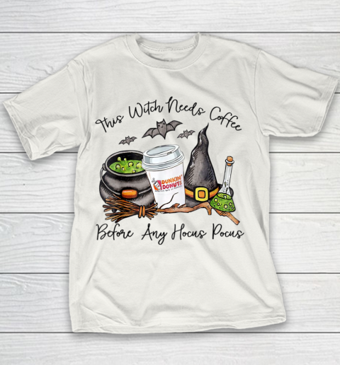 This Witch Needs Coffee Before Any Hocus Pocus Halloween Youth T-Shirt