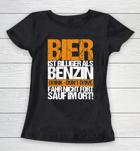 Beer Lover Funny Shirt Beer Cheaper Than Gasoline Drinking Alcohol Drinking Party Saying Women's T-Shirt