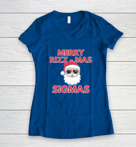 Merry Rizz Mas Sigmas Gen Alpha Middle School Christmas Women's V-Neck T-Shirt 5