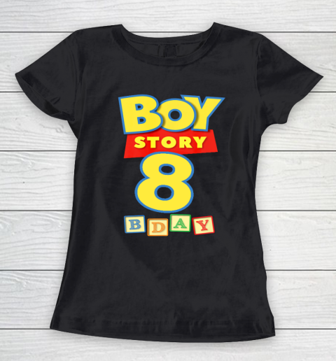 Toy Blocks Boy Story 8 Year Old Birthday Women's T-Shirt
