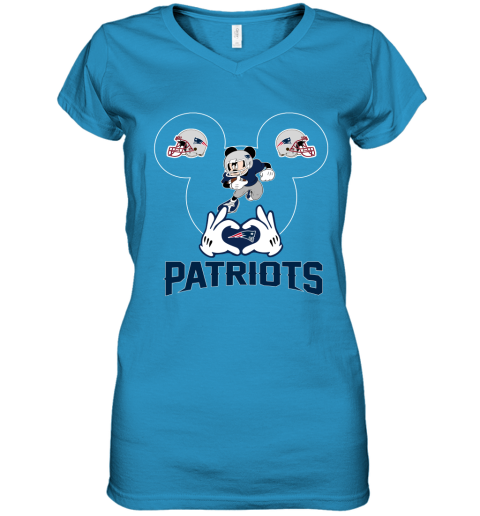 vy4h i love the patriots mickey mouse new england patriots women v neck t shirt 39 front sapphire
