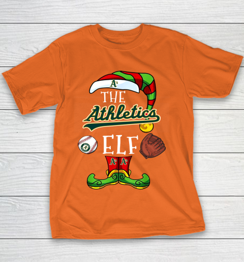 Oakland Athletics Christmas ELF Funny MLB Youth T-Shirt 4