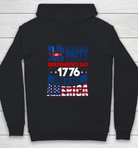 Happy Independance day 1776 God Bless America 4th Of July Youth Hoodie