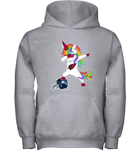 soau football dabbing unicorn steps on helmet arizona cardinals youth hoodie 43 front sport grey