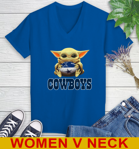 NFL Football Dallas Cowboys Baby Yoda Star Wars Shirt Women's V-Neck T-Shirt 11
