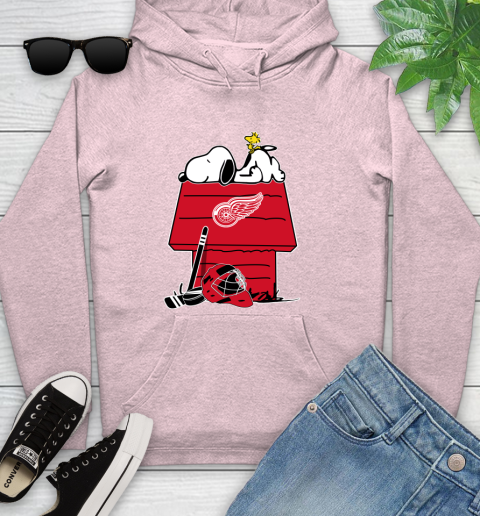 Detroit Red Wings NHL Hockey Snoopy Woodstock The Peanuts Movie Youth Hoodie 10