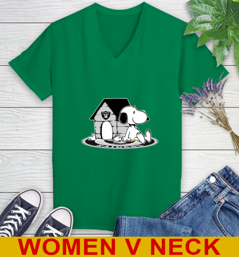 NFL Football Oakland Raiders Snoopy The Peanuts Movie Shirt Women's V-Neck T-Shirt 6