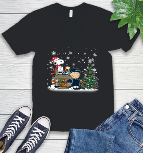 NFL Seattle Seahawks Snoopy Charlie Brown Christmas Football Super Bowl Sports V-Neck T-Shirt