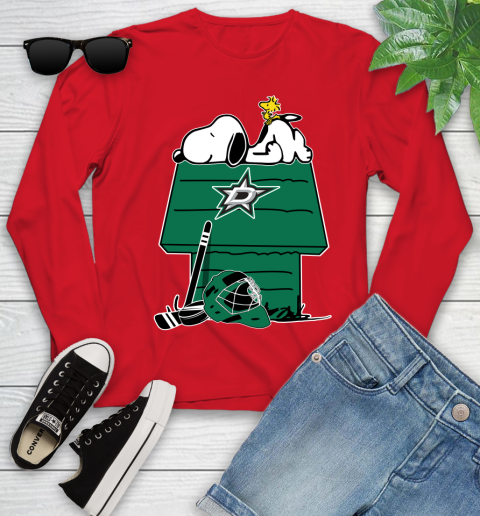 Dallas Stars NHL Hockey Snoopy Woodstock The Peanuts Movie Youth Long Sleeve 11
