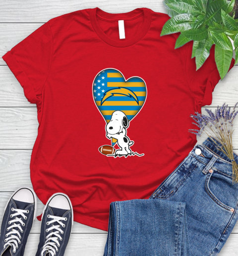 San Diego Chargers NFL Football The Peanuts Movie Adorable Snoopy Women's T-Shirt 9