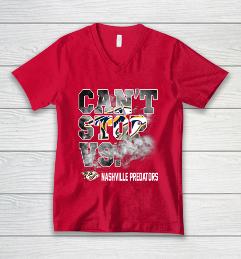 NHL Nashville Predators Hockey Can't Stop Vs V-Neck T-Shirt 6
