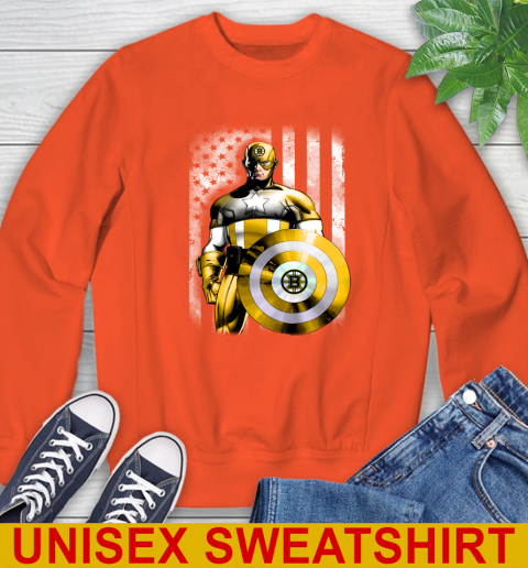 Boston Bruins NHL Hockey Captain America Marvel Avengers American Flag Shirt Sweatshirt 3