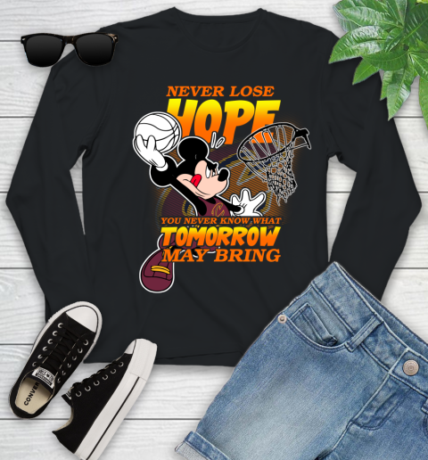 Cleveland Cavaliers NBA Basketball Mickey Disney Never Lose Hope Youth Long Sleeve